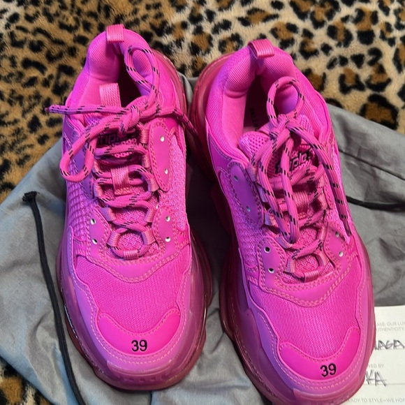 Hot pink Balenciaga triple S clear sole chunky Sneakers worn 2 times size 39 - Picture 8 of 12